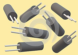 A few three dimensional models of a diode active electronic component light yellow beige backdrop