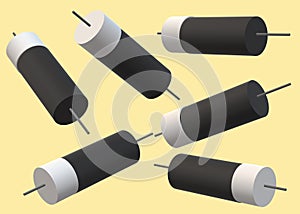 A few three dimensional models of a diode active electronic component light yellow beige backdrop