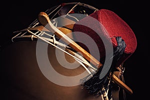 Fez Cap and Tapan Drum