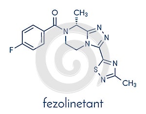 Fezolinetant drug molecule NK3 receptor inhibitor. Skeletal formula. photo