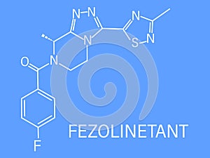 Fezolinetant drug molecule, NK3 receptor inhibitor. Skeletal formula.