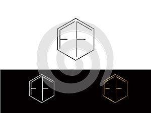 Ff hexagon shape Letters Design