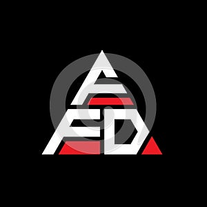 FFD triangle letter logo design with triangle shape. FFD triangle logo design monogram. FFD triangle vector logo template with red