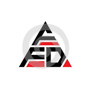 FFD triangle letter logo design with triangle shape. FFD triangle logo design monogram. FFD triangle vector logo template with red