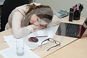 Ffice worker asleep on the job in office