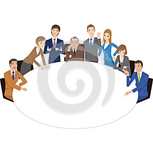 Ffice worker who holds a meeting with a round table