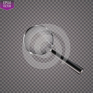 Fflat round glass. Magnifier. Isolated on a transparent background.