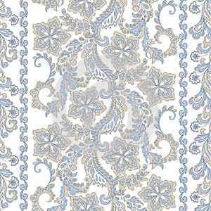 Ffloral seamless pattern in batik style, Vector background.