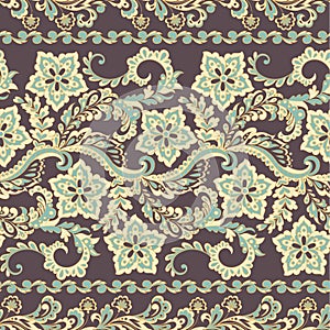Ffloral seamless pattern in batik style, Vector background.