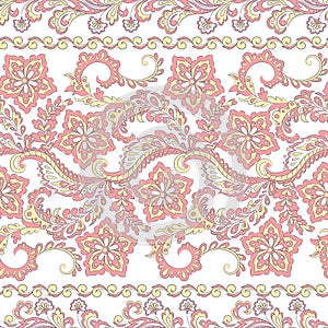 Ffloral seamless pattern in batik style, Vector background.