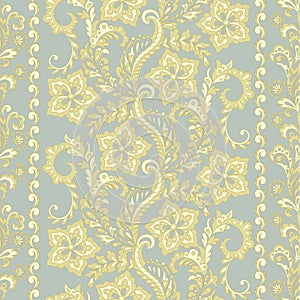 Ffloral seamless pattern in batik style, Vector background.