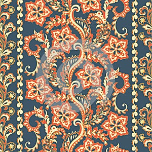 Ffloral seamless pattern in batik style, Vector background.