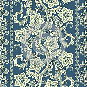 Ffloral seamless pattern in batik style, Vector background.