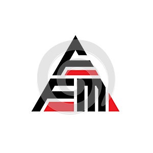 FFM triangle letter logo design with triangle shape. FFM triangle logo design monogram. FFM triangle vector logo template with red