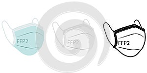 FFP2 face mask icon symbol logo set collection vector