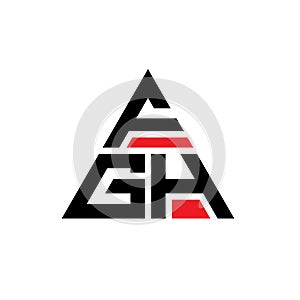 FGI triangle letter logo design with triangle shape. FGI triangle logo design monogram. FGI triangle vector logo template with red