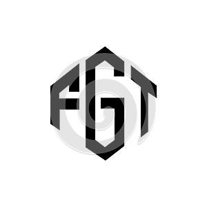 FGT letter logo design with polygon shape. FGT polygon and cube shape logo design. FGT hexagon vector logo template white and photo