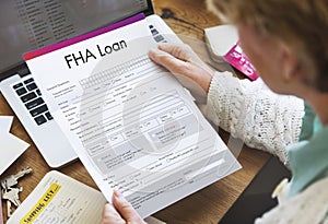 FHA Loan Finance Mortgage Form Application Concept