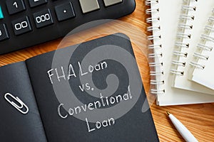 FHA Loan vs. Conventional Loan is shown on the business photo using the text