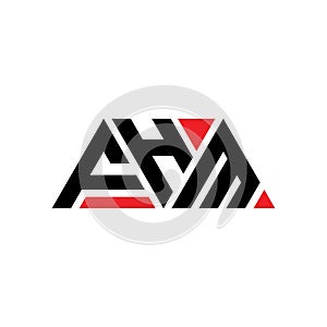 FHM triangle letter logo design with triangle shape. FHM triangle logo design monogram. FHM triangle vector logo template with red
