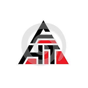 FHT triangle letter logo design with triangle shape. FHT triangle logo design monogram. FHT triangle vector logo template with red