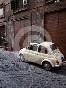 Fiat 500 in a Street of Rome