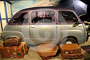 Fiat 600 Multipla historic car of 1958 exhibited at the automobile museum in Turin (Italy) named after Gianni Agnelli.