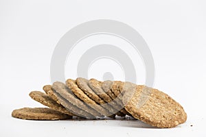 Fiber biscuits on white background