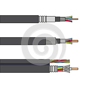 Fiber cable isolated color set icon. Vector illustration optical fibre on white background. Vector color icon fiber cable