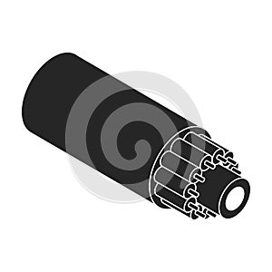 Fiber cable vector icon. Black vector icon isolated on white background fiber cable