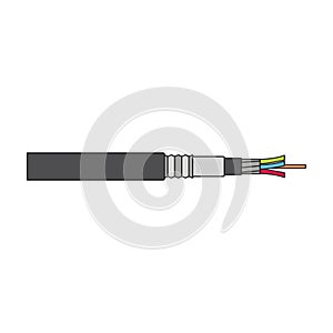 Fiber cable vector icon. Color vector icon isolated on white background fiber cable