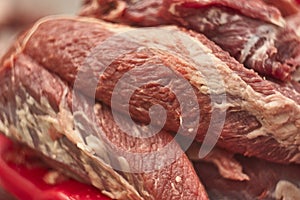 Fiber and details of calf meat