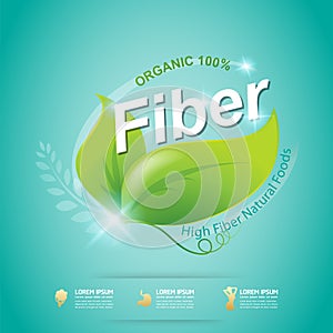 Fiber in Foods Slim Shape and Vitamin Concept Label Vector