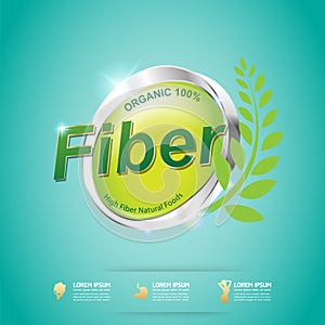 Fiber in Foods Slim Shape and Vitamin Concept Label Vector