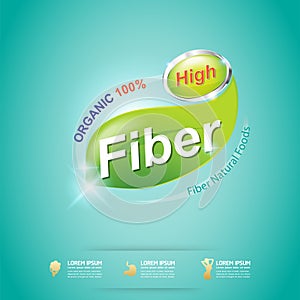 Fiber in Foods Slim Shape and Vitamin Concept Label Vector