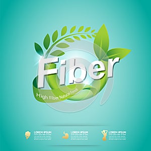 Fiber in Foods Slim Shape and Vitamin Concept Label Vector