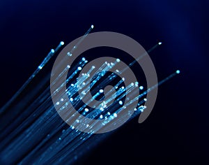 Fiber Optic Cable on Blue photo