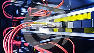 Fiber optic cable connect to network device.