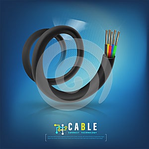 Fiber optic cable connecting concept for technology communication.