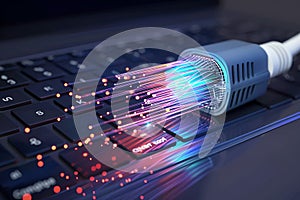 Fiber optic cable for connecting to a computer, technology for connecting to the Internet.