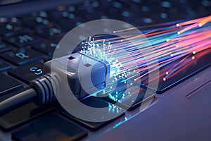 Fiber optic cable for connecting to a computer, technology for connecting to the Internet.