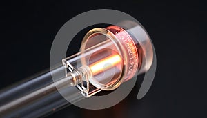 Fiber optic cable connector close-up, showcasing telecommunications and network technology Generative AI