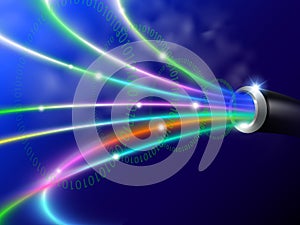 Fiber Optic Cable Emitting light.