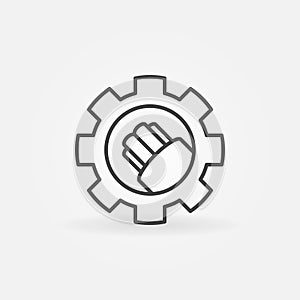 Fiber optic cable in gear vector icon in outline style