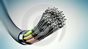 Fiber optic cable isolated on gray background. 3D illustration