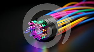 Fiber optic cable with multicolor lights, Generative AI