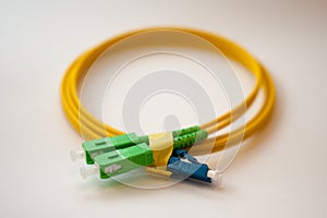 Fiber optic cable on white