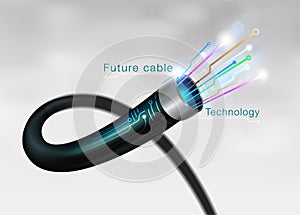Fiber Optic Cable on White Background