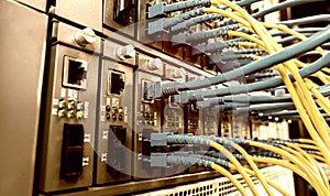 Fiber Optic cables connected