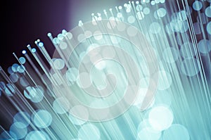 Fiber optic cables, fibre connection, telecomunications concept.